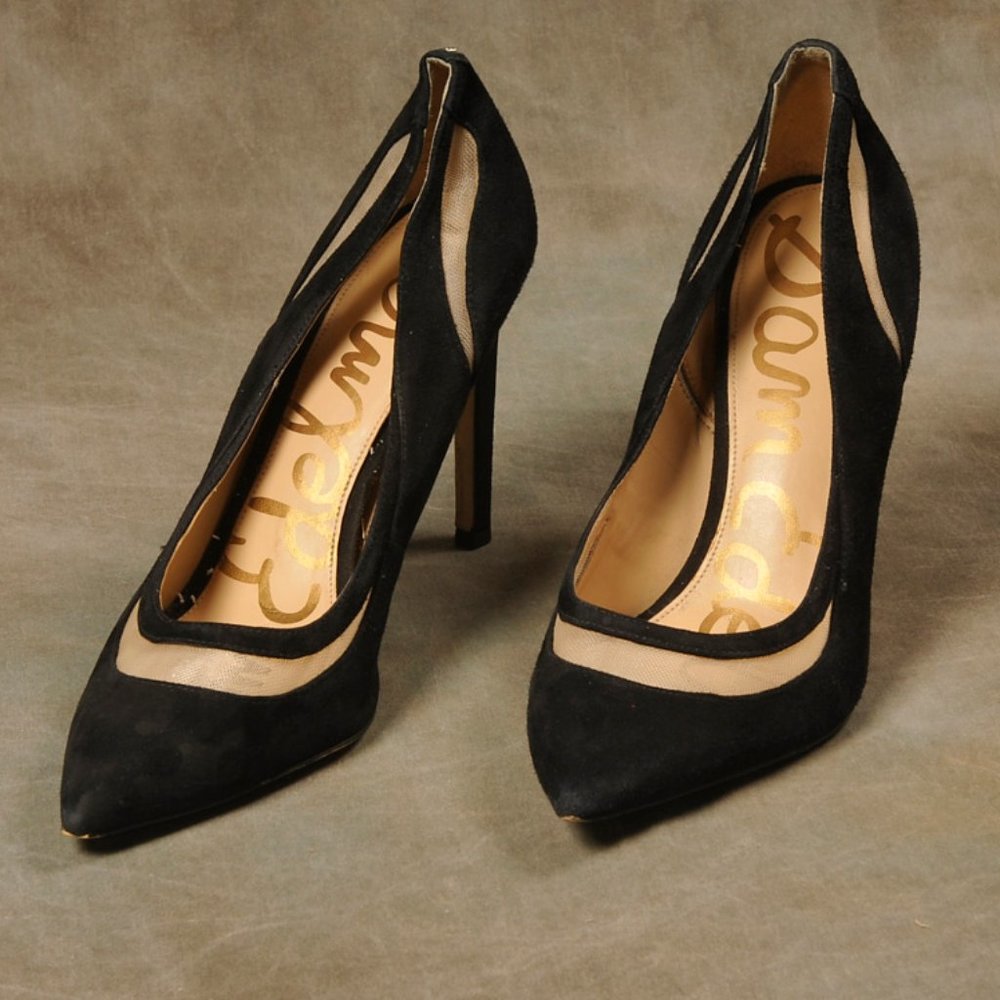 Sam Edelman, Black Suede, Mesh Cutout Heel, Size. 10 - Picture 2 of 9